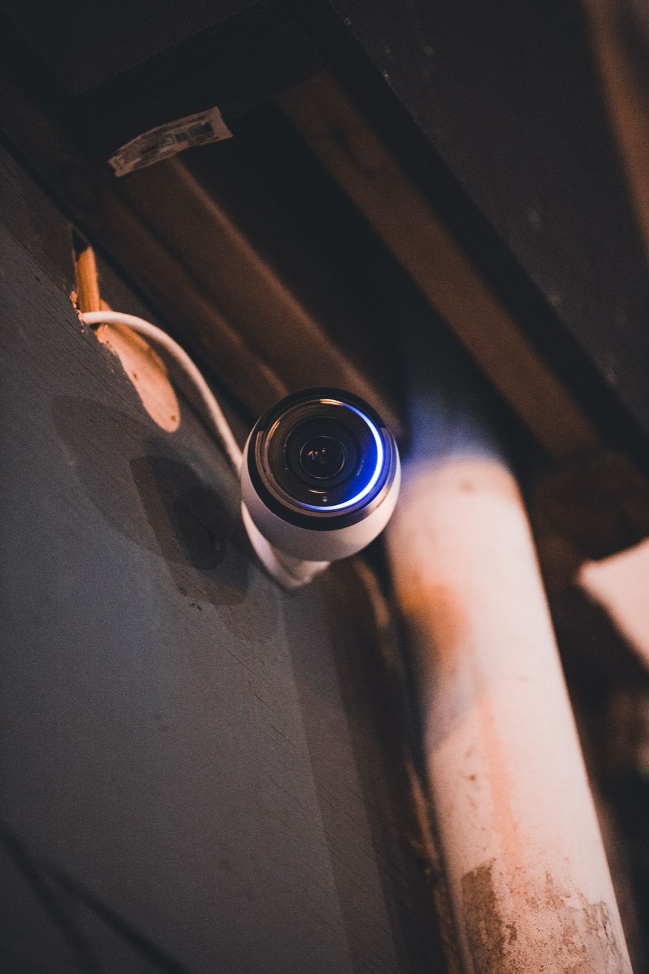 Indoor security camera on a wall