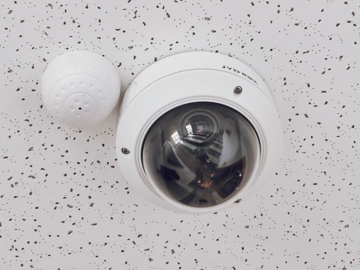 Ceiling-mounted security camera