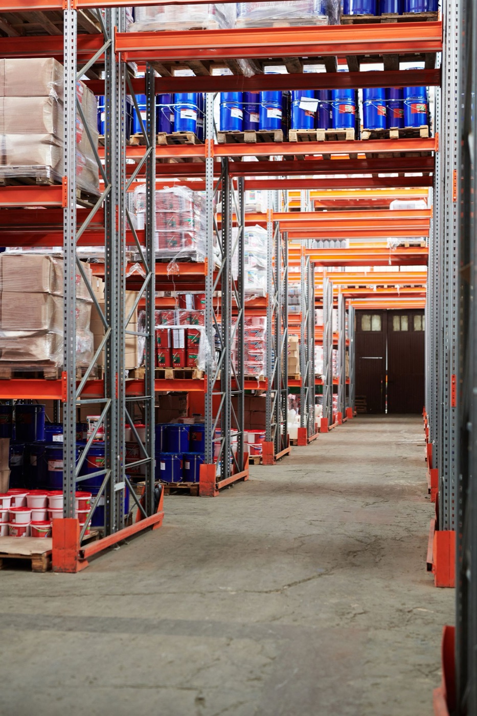 Warehouse racks stocked with goods